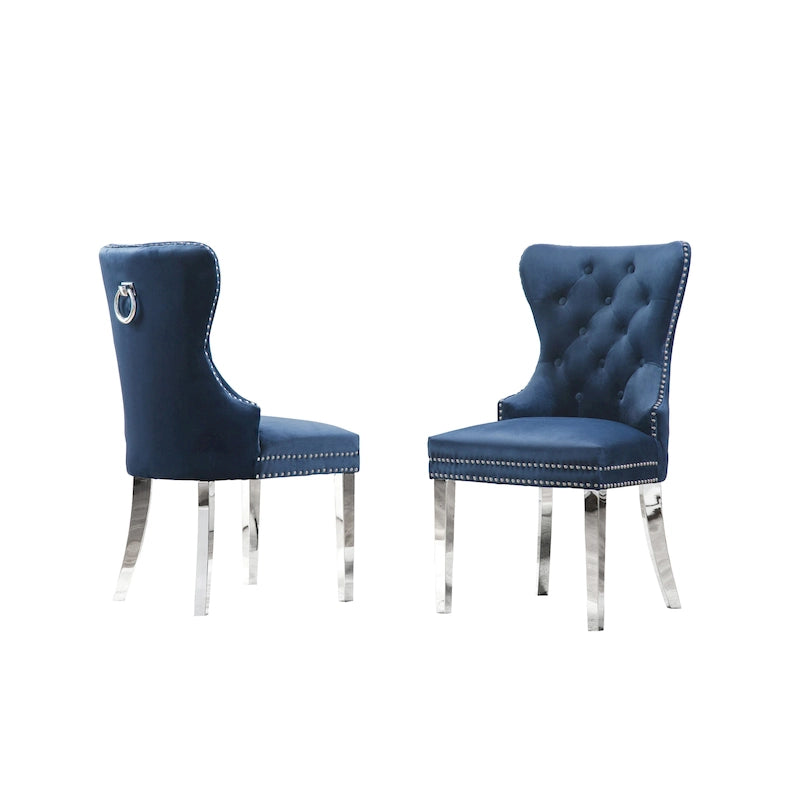 Lot de 2 chaises de salle à manger capitonnées en tissu avec pieds en bois