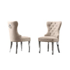 Lot de 2 chaises de salle à manger capitonnées en tissu avec pieds en bois