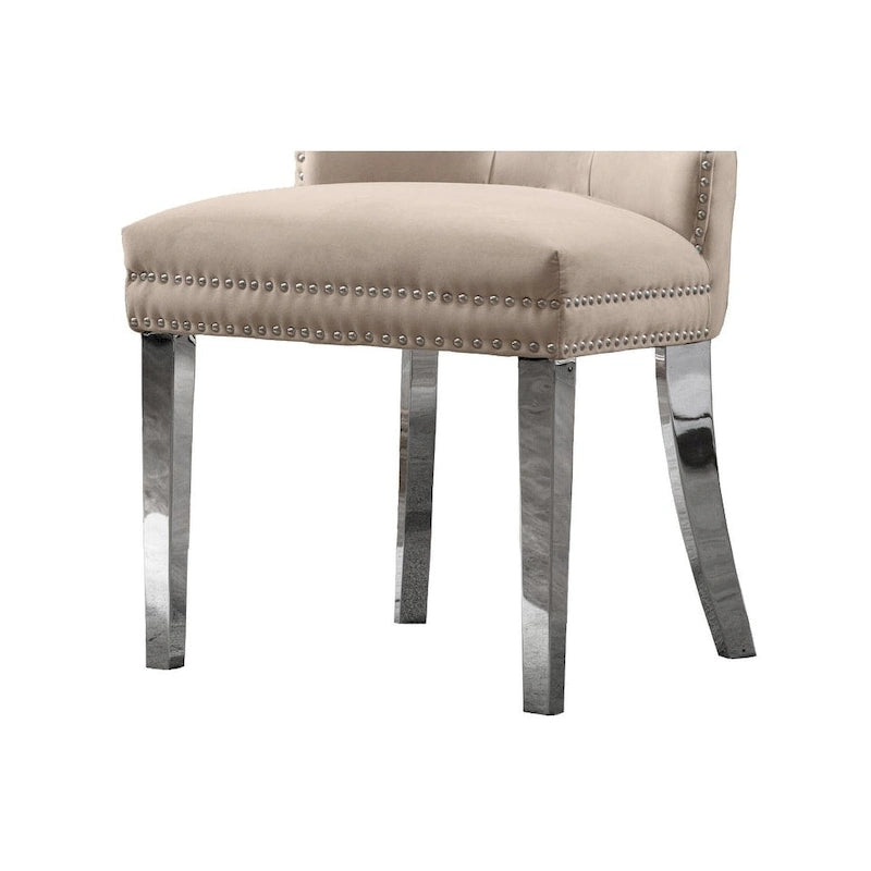 Lot de 2 chaises de salle à manger capitonnées en tissu avec pieds en bois