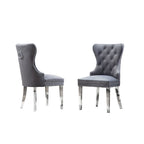 Lot de 2 chaises de salle à manger capitonnées en tissu avec pieds en bois