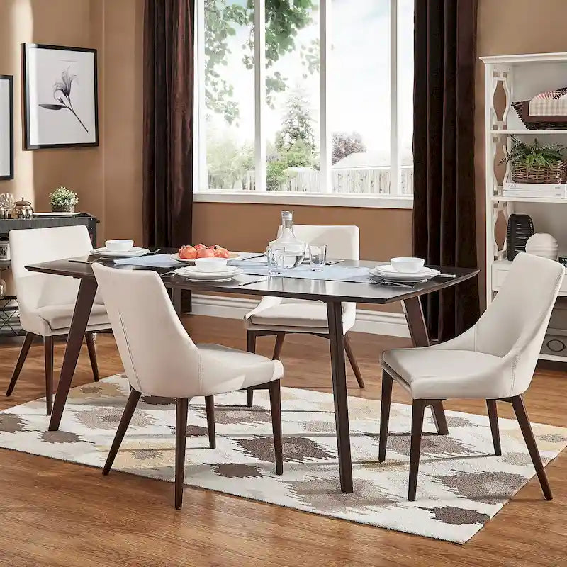 Lot de 2 chaises de salle à manger tapissées à dossier incurvé de style Mid-Century Modern