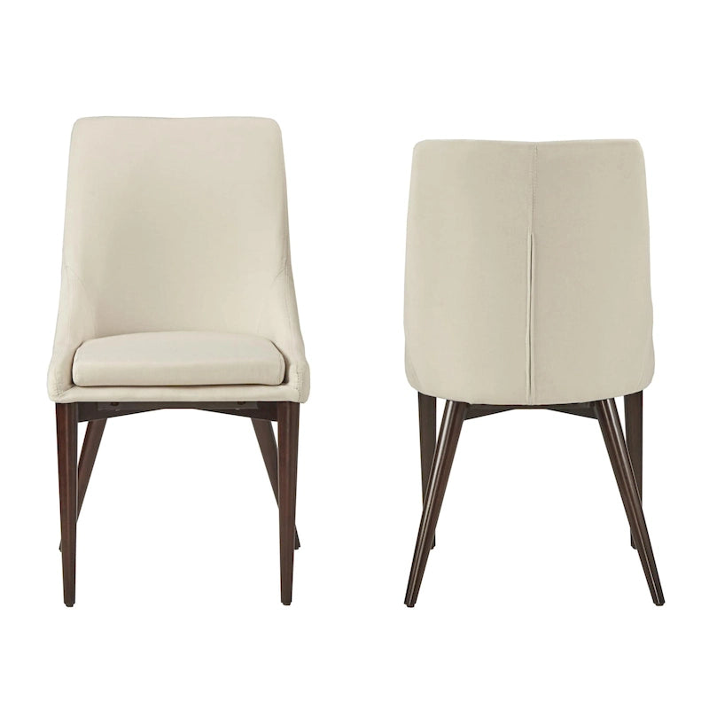 Lot de 2 chaises de salle à manger tapissées à dossier incurvé de style Mid-Century Modern