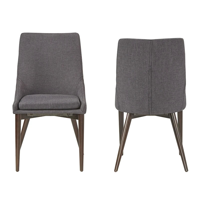 Lot de 2 chaises de salle à manger tapissées à dossier incurvé de style Mid-Century Modern