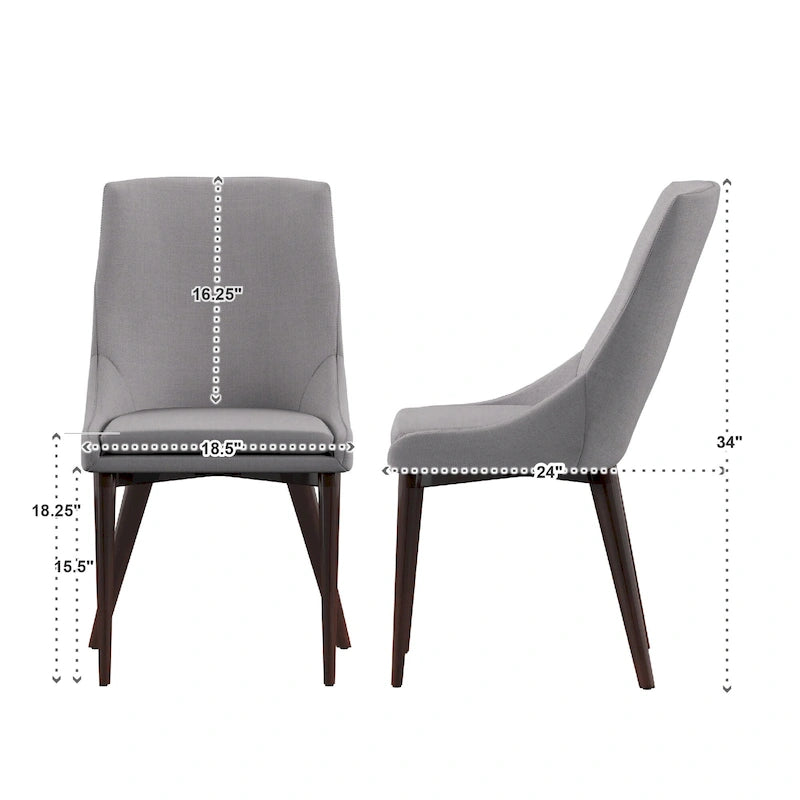 Lot de 2 chaises de salle à manger tapissées à dossier incurvé de style Mid-Century Modern