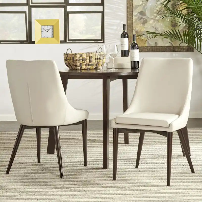 Lot de 2 chaises de salle à manger tapissées à dossier incurvé de style Mid-Century Modern