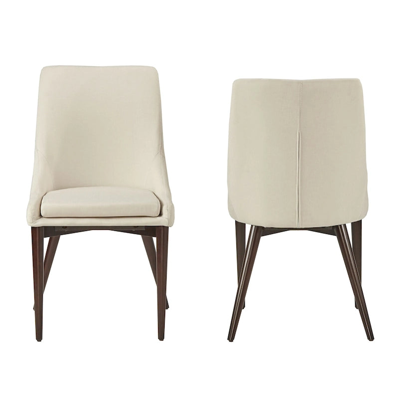 Lot de 2 chaises de salle à manger tapissées à dossier incurvé de style Mid-Century Modern