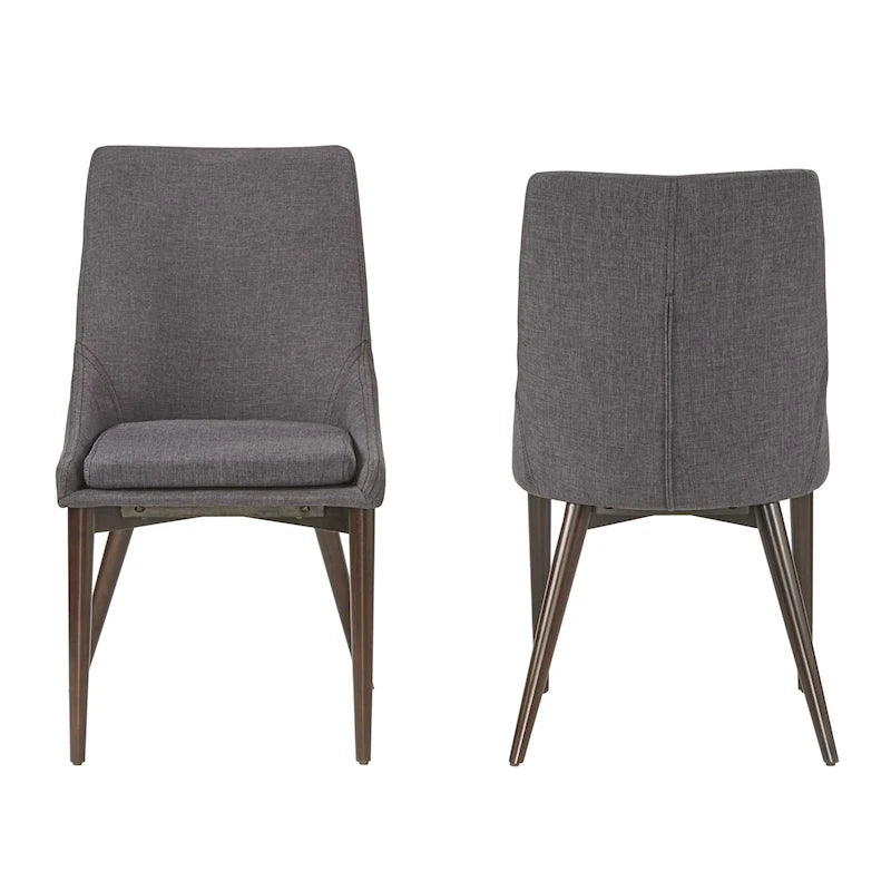 Lot de 2 chaises de salle à manger tapissées à dossier incurvé de style Mid-Century Modern