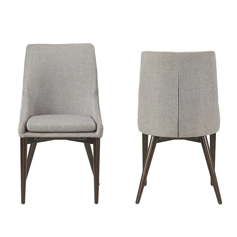 Lot de 2 chaises de salle à manger tapissées à dossier incurvé de style Mid-Century Modern