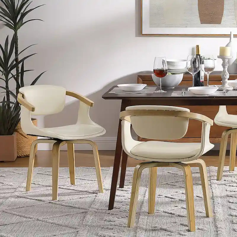 Chaise de salle à manger pivotante moderne avec assise rembourrée et piétement en métal