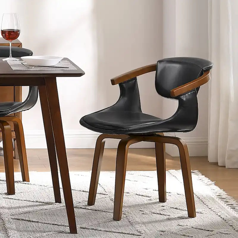 Chaise de salle à manger pivotante moderne avec assise rembourrée et piétement en métal