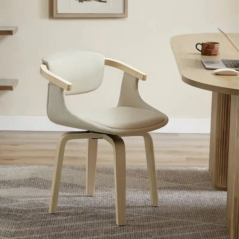 Chaise de salle à manger pivotante moderne avec assise rembourrée et piétement en métal