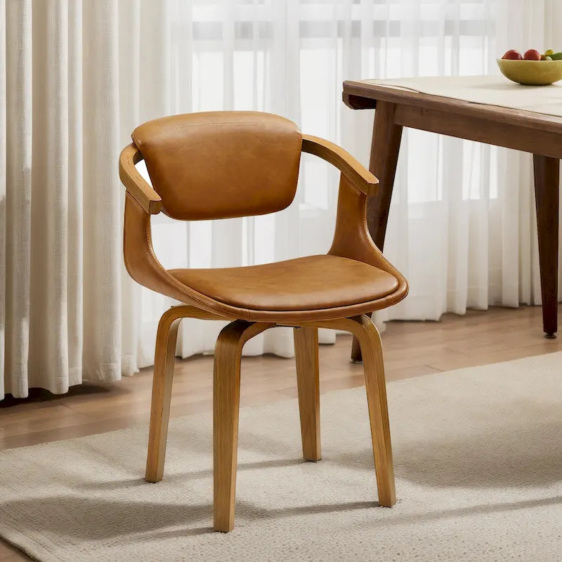 Chaise de salle à manger pivotante moderne avec assise rembourrée et piétement en métal