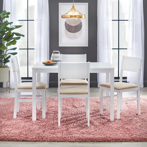 Ensemble de salle à manger 5 pièces en bois massif avec table et 4 chaises pour cuisine