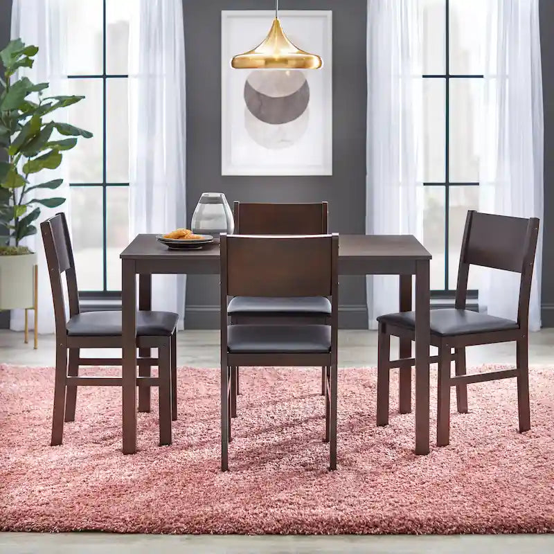 Ensemble de salle à manger 5 pièces en bois massif avec table et 4 chaises pour cuisine