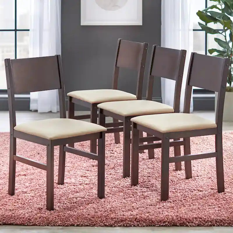 Ensemble de salle à manger 5 pièces en bois massif avec table et 4 chaises pour cuisine