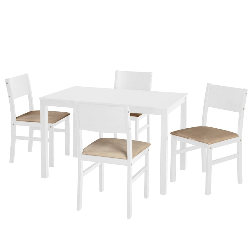 Ensemble de salle à manger 5 pièces en bois massif avec table et 4 chaises pour cuisine