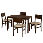 Ensemble de salle à manger 5 pièces en bois massif avec table et 4 chaises pour cuisine