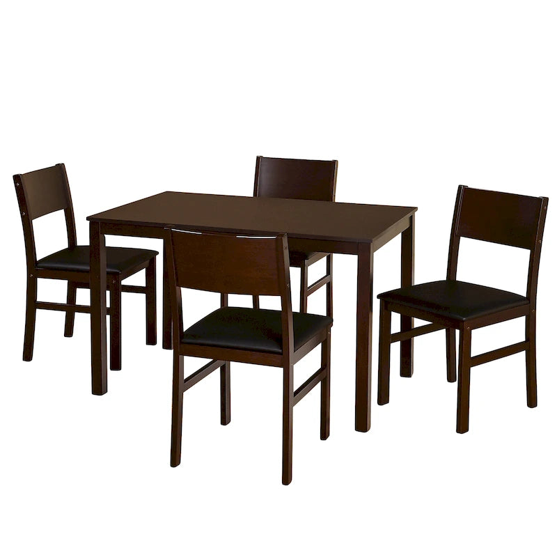 Ensemble de salle à manger 5 pièces en bois massif avec table et 4 chaises pour cuisine