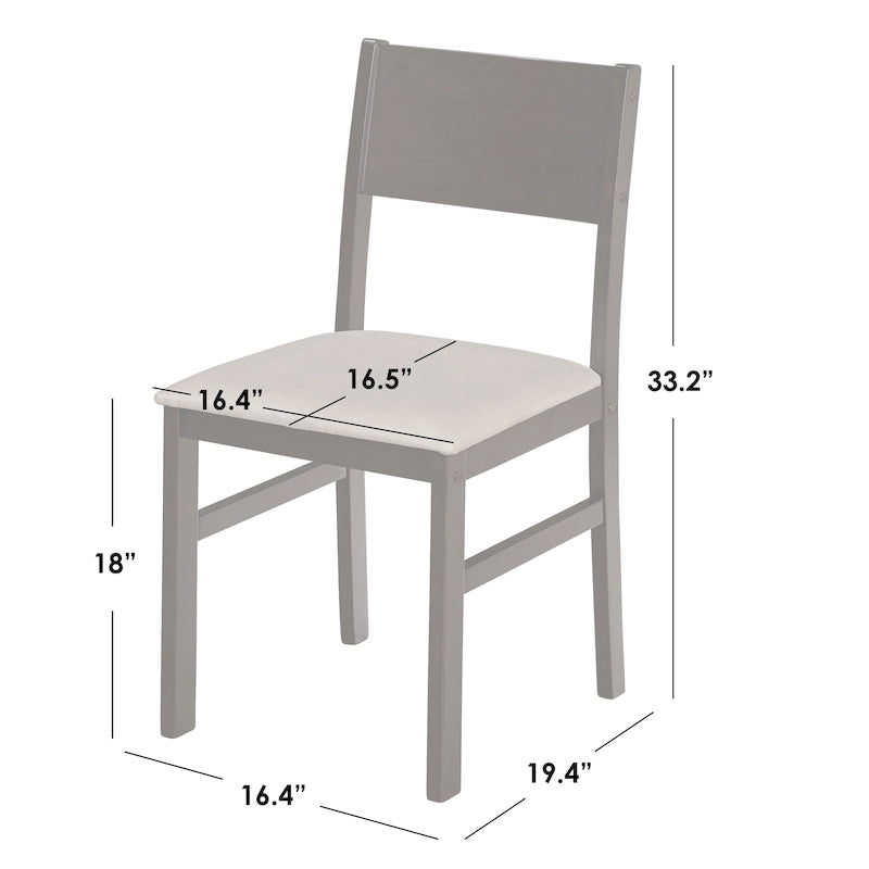 Ensemble de salle à manger 5 pièces en bois massif avec table et 4 chaises pour cuisine