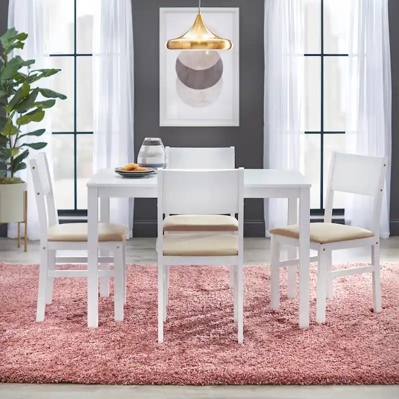 Ensemble de salle à manger 5 pièces en bois massif avec table et 4 chaises pour cuisine
