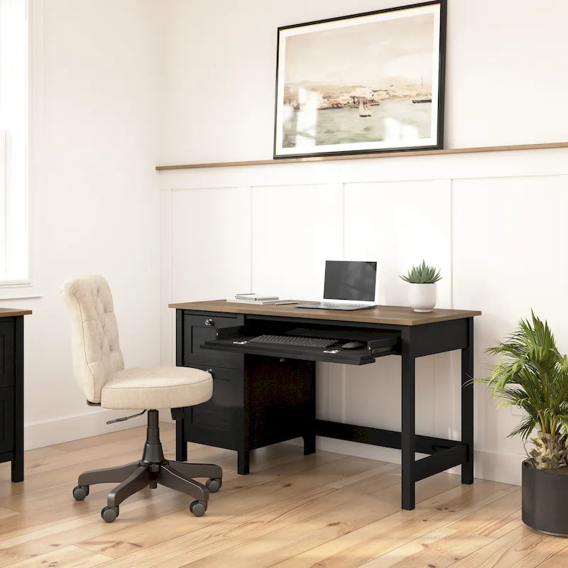 Bureau d'ordinateur de 137 cm avec tiroirs et rangements pour bureau à domicile