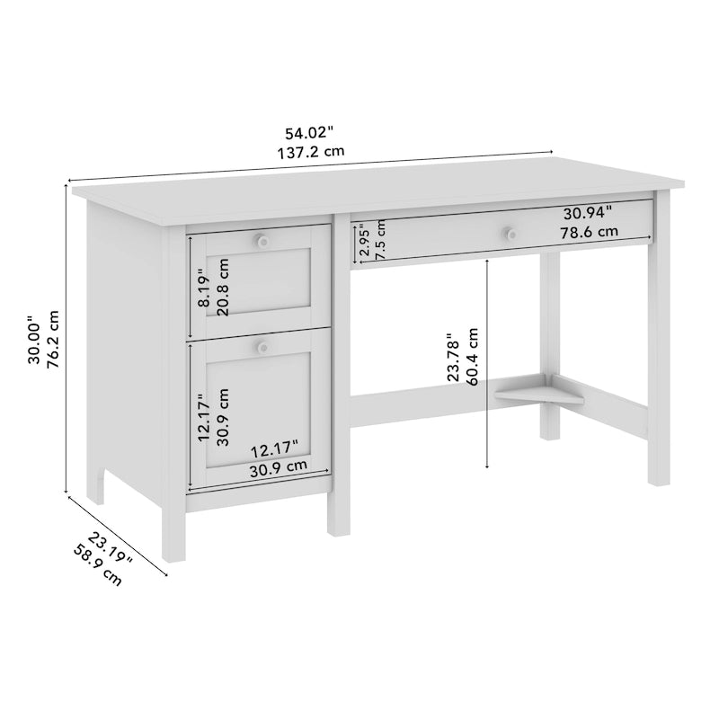 Bureau d'ordinateur de 137 cm avec tiroirs et rangements pour bureau à domicile