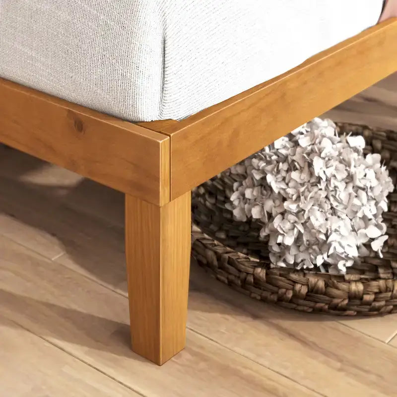 Cadre de lit plateforme rustique en pin avec tête de lit – Aucun sommier tapissier requis