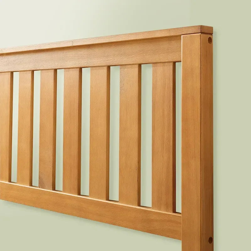 Cadre de lit plateforme rustique en pin avec tête de lit – Aucun sommier tapissier requis