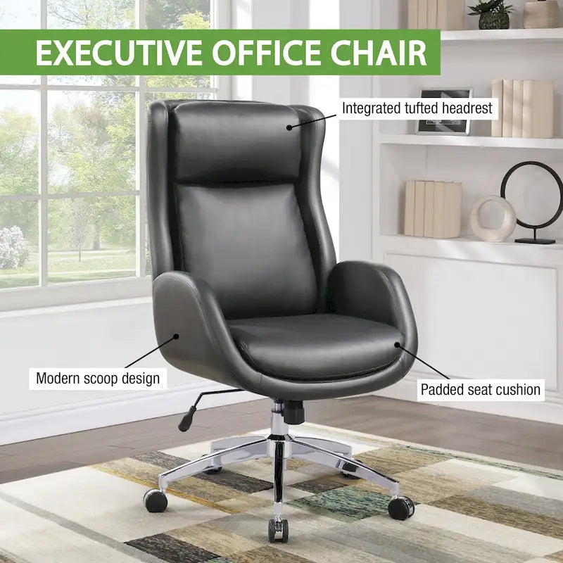 Fauteuil de bureau de direction en similicuir avec hauteur et accoudoirs réglables