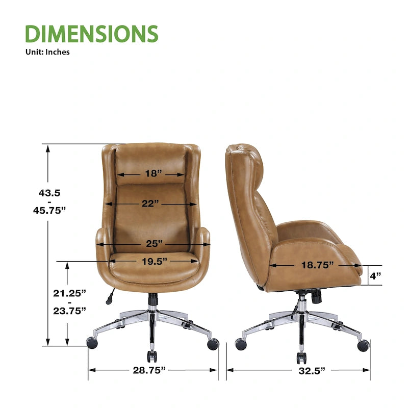 Fauteuil de bureau de direction en similicuir avec hauteur et accoudoirs réglables