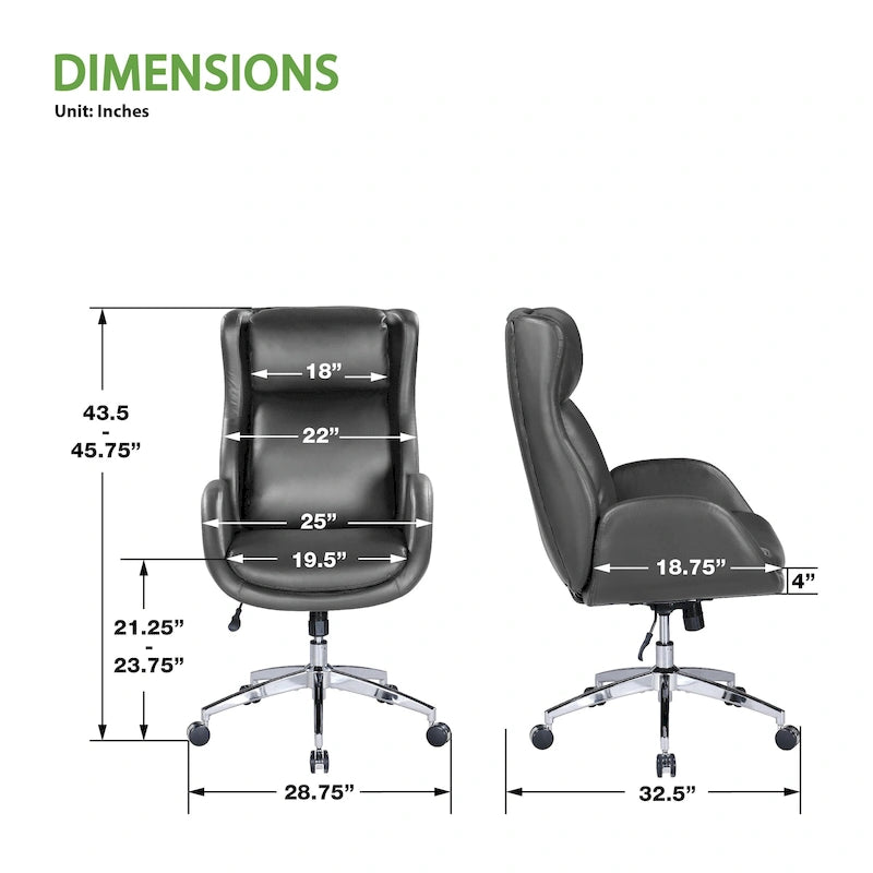 Fauteuil de bureau de direction en similicuir avec hauteur et accoudoirs réglables