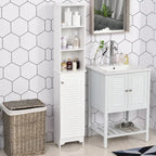 Colonne de rangement de salle de bain autoportante avec étagères réglables