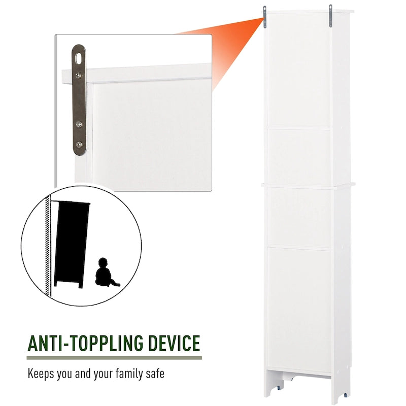 Colonne de rangement de salle de bain autoportante avec étagères réglables