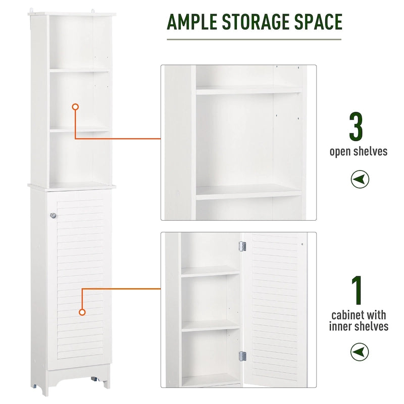 Colonne de rangement de salle de bain autoportante avec étagères réglables
