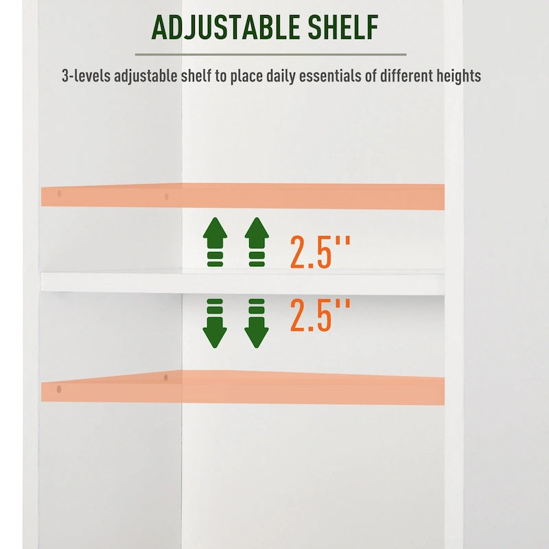 Colonne de rangement de salle de bain autoportante avec étagères réglables