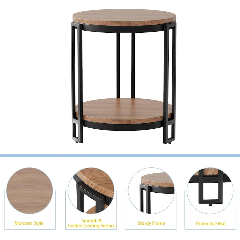 Tables d'appoint pour salon,Table d'appoint ronde,Table d'appoint ronde avec cadre en métal