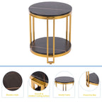 Tables d'appoint pour salon,Table d'appoint ronde,Table d'appoint ronde avec cadre en métal