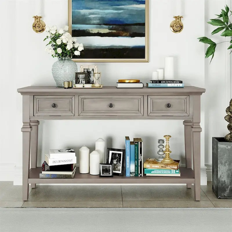 Console de style rétro Merax avec trois tiroirs supérieurs et une étagère inférieure