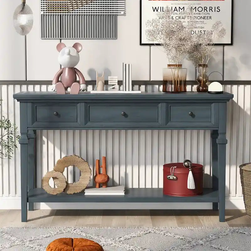 Console de style rétro Merax avec trois tiroirs supérieurs et une étagère inférieure