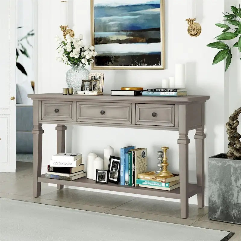 Console de style rétro Merax avec trois tiroirs supérieurs et une étagère inférieure