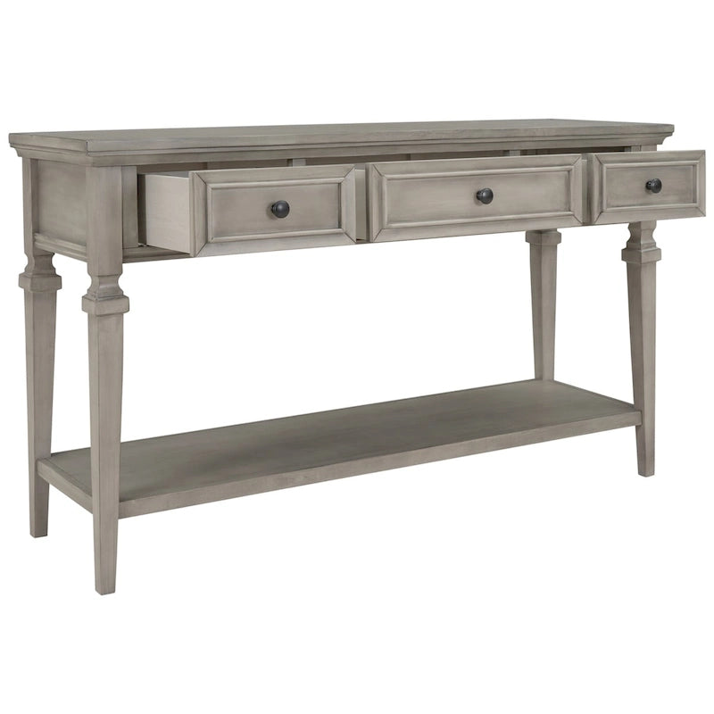 Console de style rétro Merax avec trois tiroirs supérieurs et une étagère inférieure