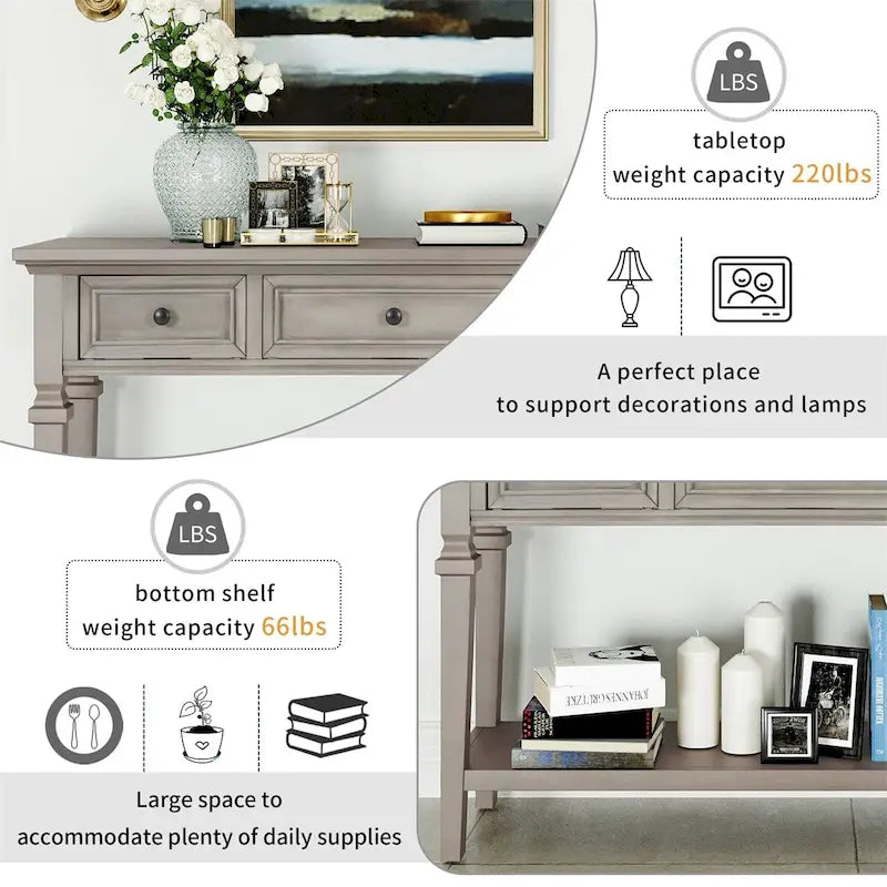 Console de style rétro Merax avec trois tiroirs supérieurs et une étagère inférieure