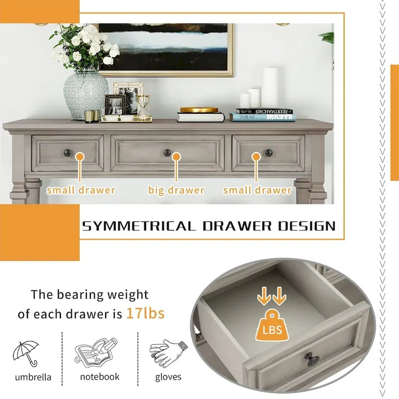 Console de style rétro Merax avec trois tiroirs supérieurs et une étagère inférieure