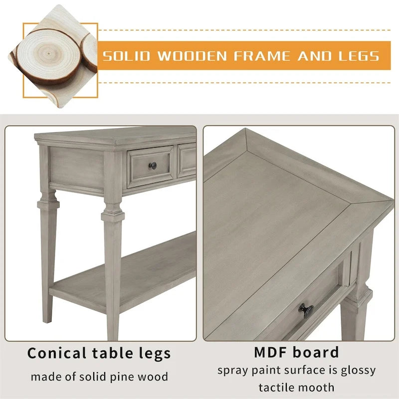 Console de style rétro Merax avec trois tiroirs supérieurs et une étagère inférieure