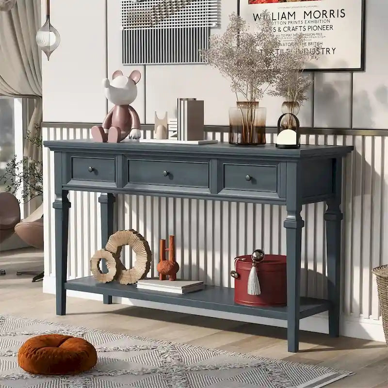 Console de style rétro Merax avec trois tiroirs supérieurs et une étagère inférieure