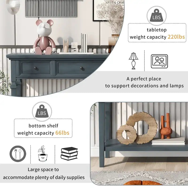 Console de style rétro Merax avec trois tiroirs supérieurs et une étagère inférieure
