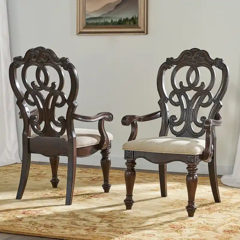 Ensemble de salle à manger traditionnel en bois finition noyer avec table et chaises