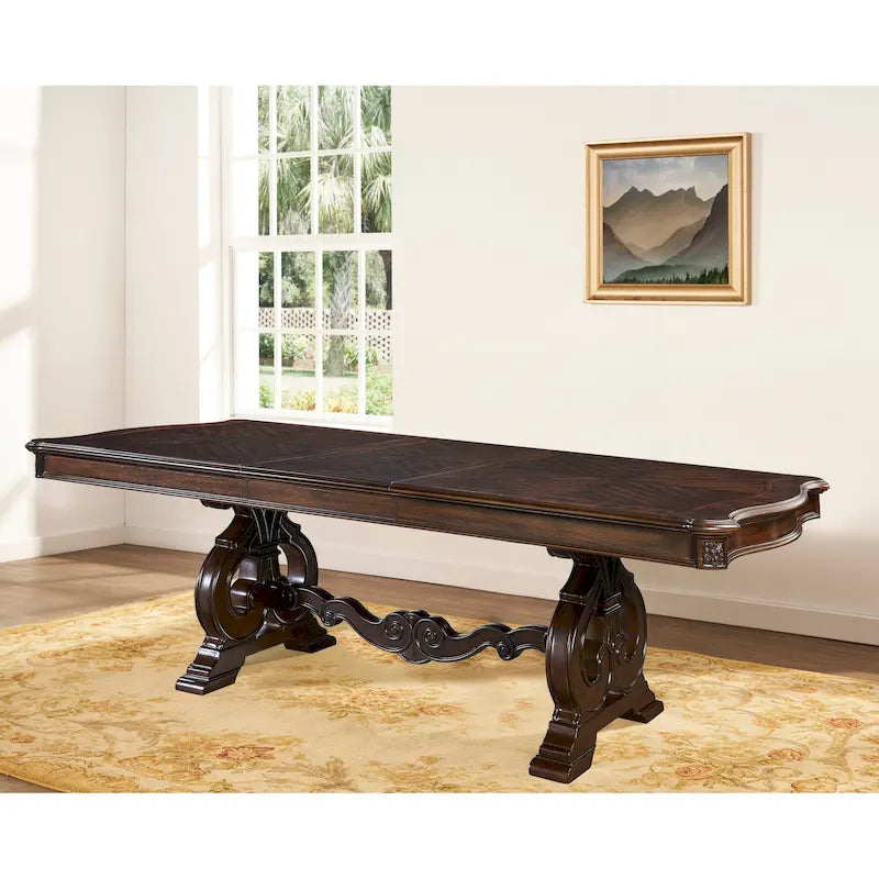 Ensemble de salle à manger traditionnel en bois finition noyer avec table et chaises