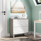 Meuble de classement latéral à 2 tiroirs pour format A4/Lettre/Légal, meuble de rangement de bureau blanc et gris, support d'imprimante