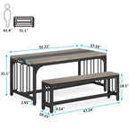 Table de cuisine de 140 cm avec 2 bancs, ensemble de salle à manger pour 4 à 6 personnes